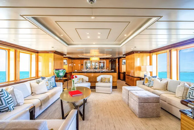 Slide: The Image of Luxurious interior of 2004 Amels Oceangoing yacht with elegant seating and ocean views. - 3
