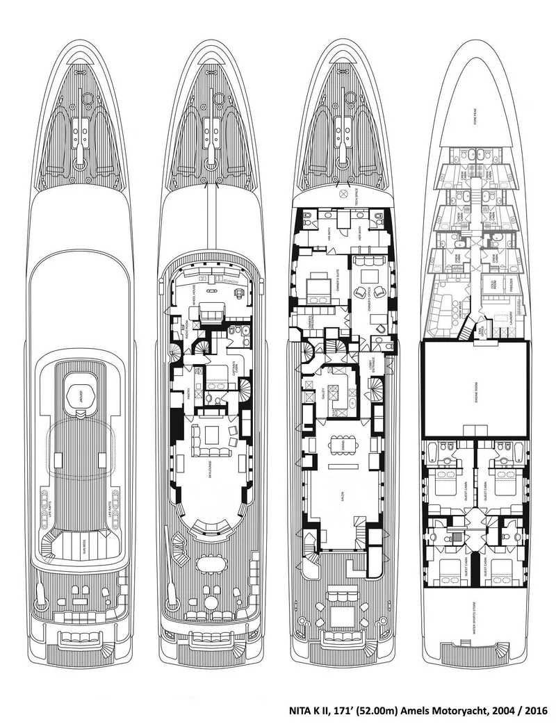 Slide: The Image of Blueprint of 2004 Amels Oceangoing yacht, detailed deck layouts and interior design. - 33