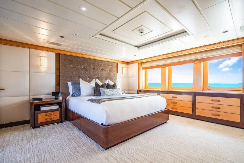 Slide: The Image of Luxurious bedroom interior on 2004 Amels Oceangoing yacht with ocean view. - 9