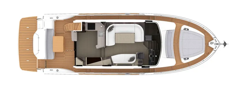 Slide: The Image of Top view of 2025 Absolute NAVETTA 52 yacht layout, featuring spacious interior and deck design. - 25