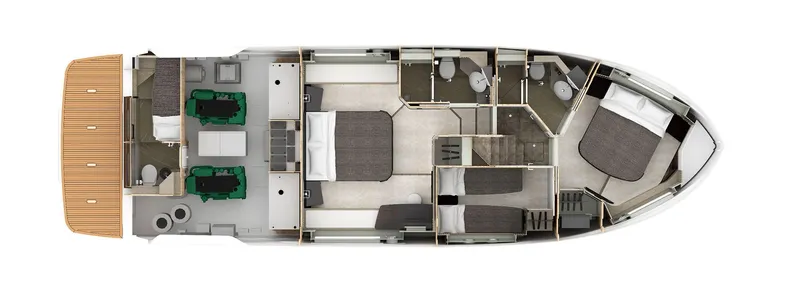 Slide: The Image of Floor plan of the 2025 Absolute NAVETTA 52 yacht, showcasing interior layout and design. - 26