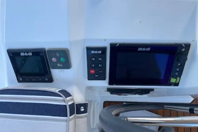 Slide: The Image of B&G navigation equipment on 2017 Beneteau Oceanis 38.1 yacht dashboard. - 47