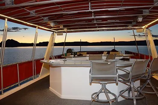 Slide: The Image of Upper deck of 2008 Sumerset Red Rocks Trip 5 houseboat at sunset. - 7