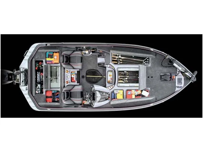 The Image of 2016 Ranger Z520C Comanche fishing boat interior with organized storage compartments. - 1