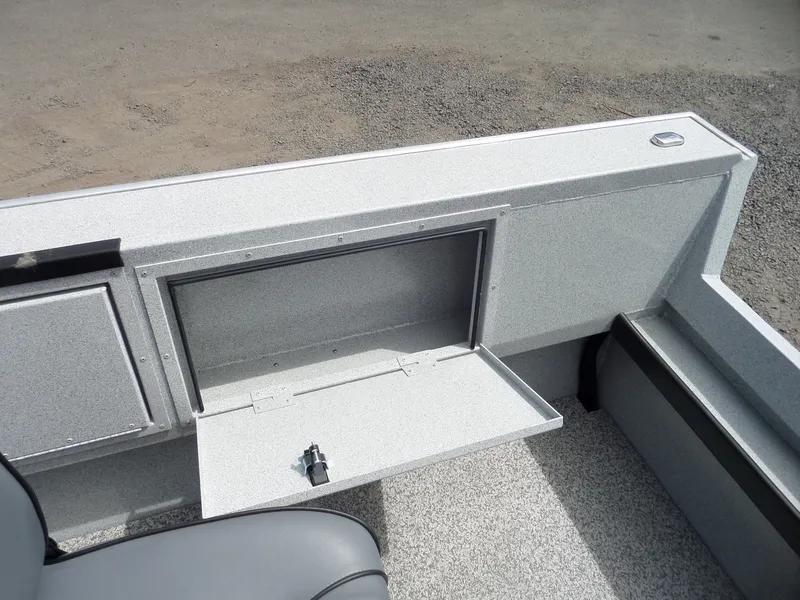 Slide: The Image of 2018 Alumaweld Columbia boat storage compartment with open hatch. - 11
