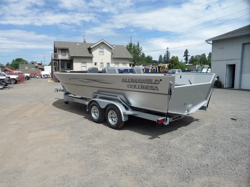 Slide: The Image of 2018 Alumaweld Columbia boat on a trailer in a parking lot. - 4