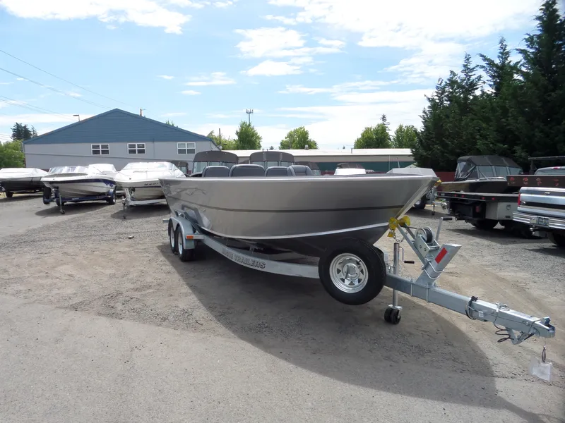 Slide: The Image of 2018 Alumaweld Columbia boat on a trailer in a boatyard. - 8