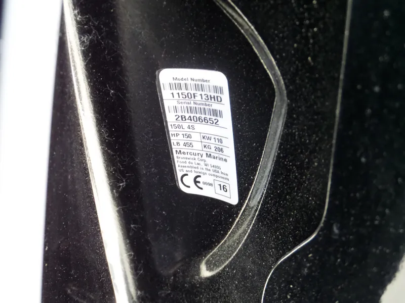 Slide: The Image of Close-up of a 2017 Alumaweld BLACKHAWK JET model number and serial number label. - 8