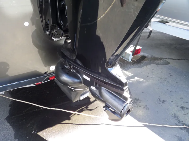 Slide: The Image of Close-up of the 2017 Alumaweld Free Drifter boat's outboard motor. - 5