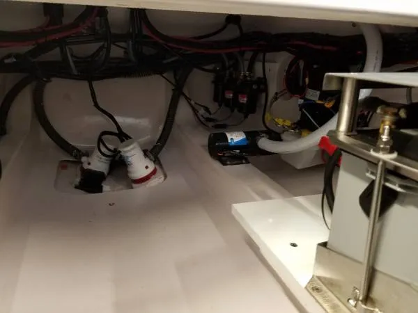 Slide: The Image of 2017 Sonic Center Console High Performance Sport Fish boat interior wiring and components. - 11