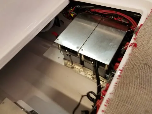 Slide: The Image of 2017 Sonic Center Console High Performance Sport Fish boat battery compartment. - 8