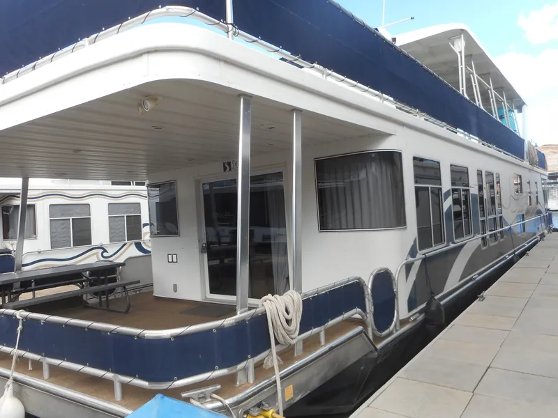 Slide: The Image of Sharpe Kohala Sun Trip 2008 houseboat docked at marina. - 1