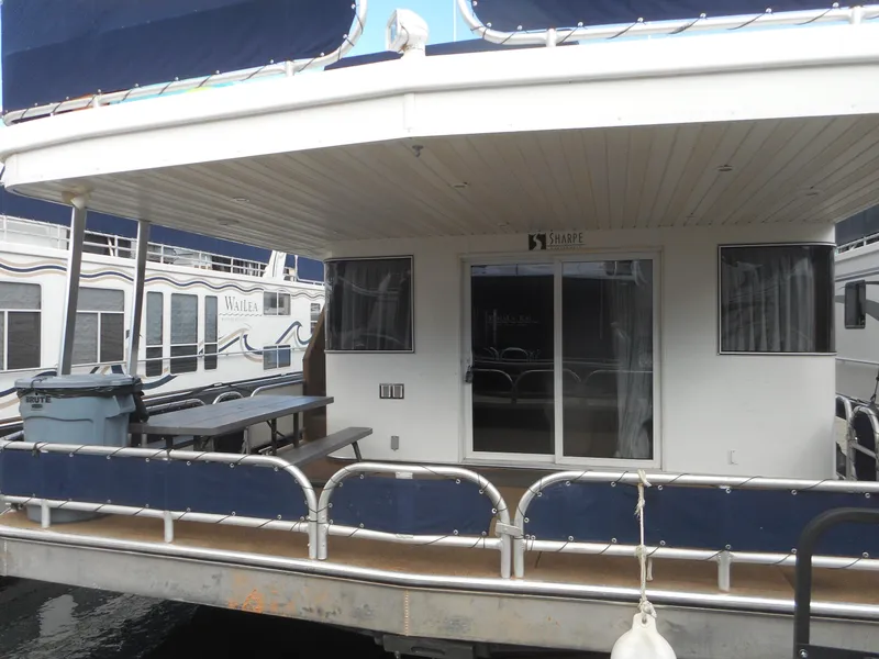 Slide: The Image of Sharpe Kohala Sun Trip 2008 houseboat docked. - 2