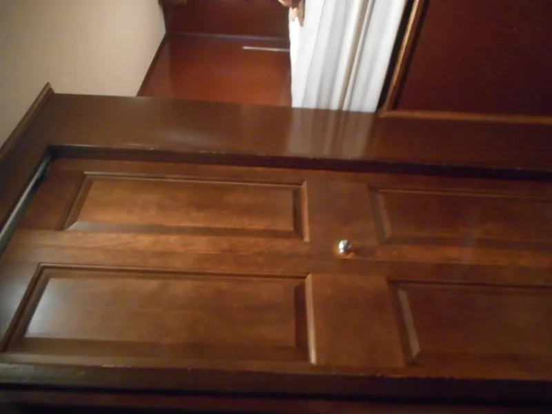 Slide: The Image of Wooden door in a room with brown walls, 2008. - 18