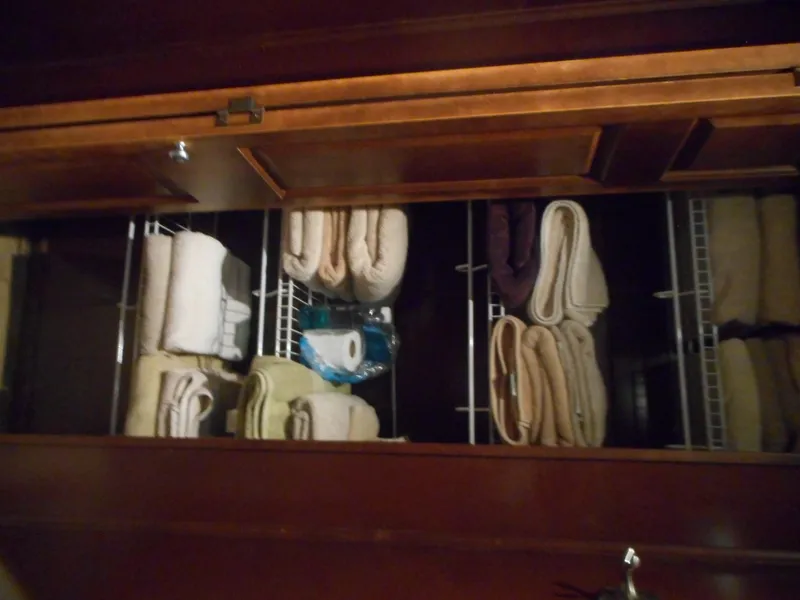 Slide: The Image of Folded towels in a wooden cabinet, Kohala Sun Trip 2008. - 32