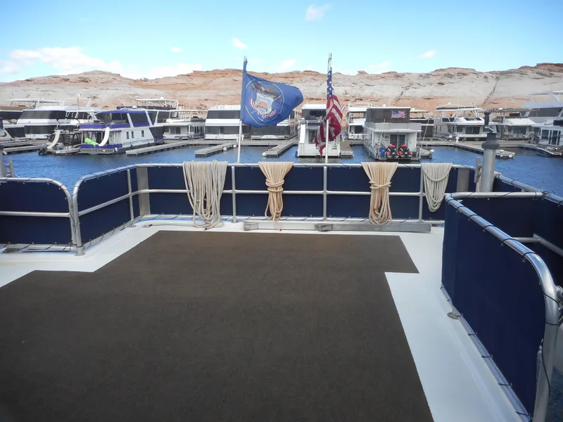 Slide: The Image of Houseboat with flags in harbor, Sharpe Kohala Sun Trip 2008. - 42