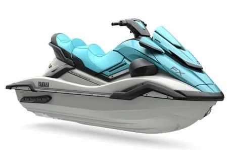 Slide: The Image of 2025 Yamaha WaveRunner FX Cruiser HO in blue and white. - 9