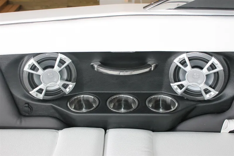 Slide: The Image of 2018 Bryant Potenza boat interior with speakers and cup holders. - 6
