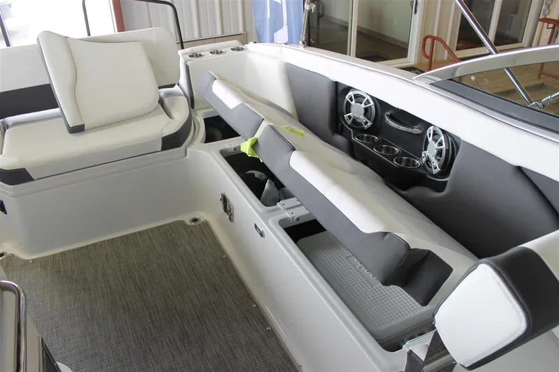 Slide: The Image of 2018 Bryant Potenza boat interior with seating and storage compartments. - 9