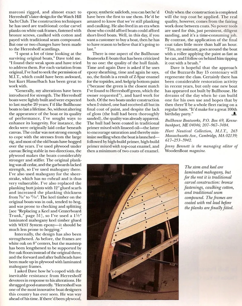 Slide: The Image of ```json
{"alt_text":"Article page featuring Herreshoff Watch Hill 15 boat construction, 1994."}
``` - 11