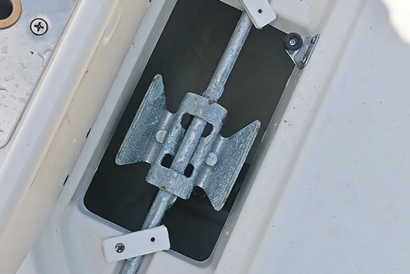Slide: The Image of Close-up of anchor storage on 2023 NauticStar 193 Side Console boat. - 28