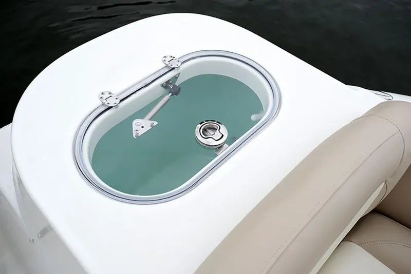 Slide: The Image of Livewell on 2023 NauticStar 2302 Legacy boat, white and beige seating. - 29