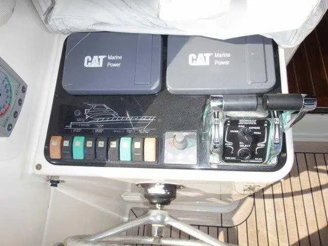 Slide: The Image of Control panel of a 2004 Riviera 58 Enclosed Flybridge yacht. - 21