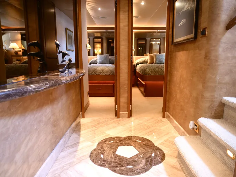 Slide: The Image of Luxurious interior of 2000 Westport 112 yacht with marble flooring and elegant decor. - 36