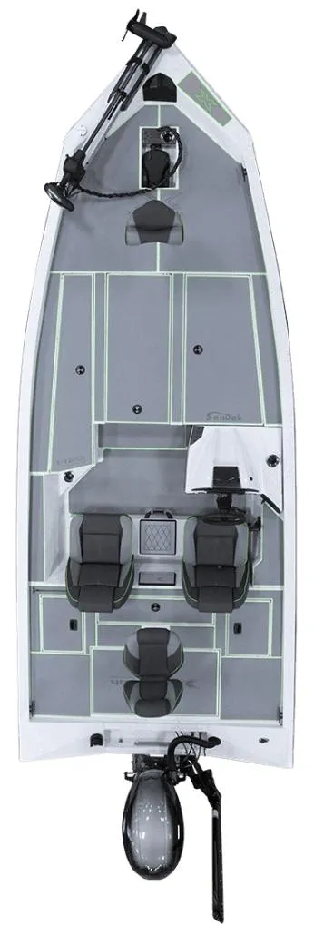 Slide: The Image of 2025 Xpress H20 Bass boat with Yamaha Vmax 150, top view. - 4