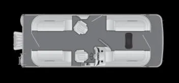 Slide: The Image of 2025 Bennington 21 SSR Quad Bench boat layout, top view, gray interior. - 20