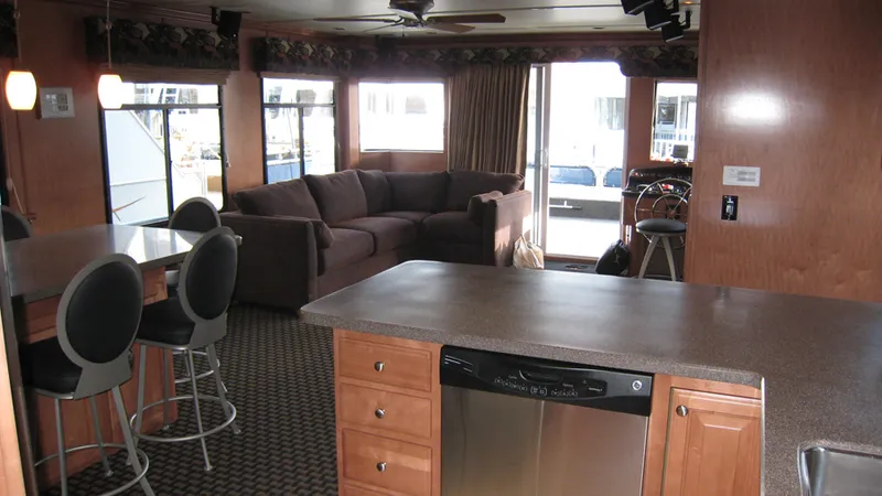 Slide: The Image of Cozy bedroom in 2008 Sumerset Blue Moon houseboat with lake view and modern amenities. - 9