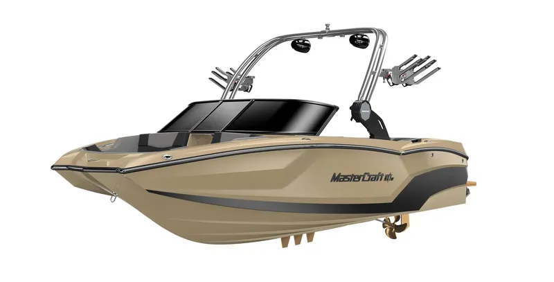 Slide: The Image of 2023 MasterCraft NXT20 boat with wakeboard tower and sleek design. - 20