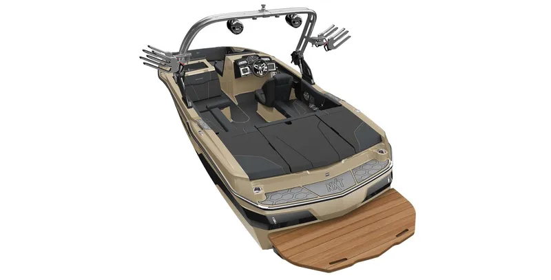 Slide: The Image of 2023 MasterCraft NXT20 boat with sleek design and modern features. - 22