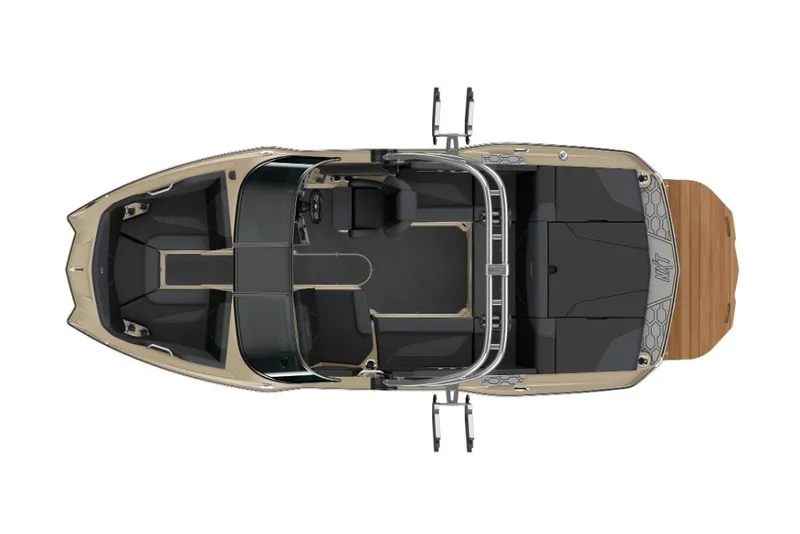 Slide: The Image of Top view of a 2023 MasterCraft NXT20 boat with sleek design and spacious seating. - 23