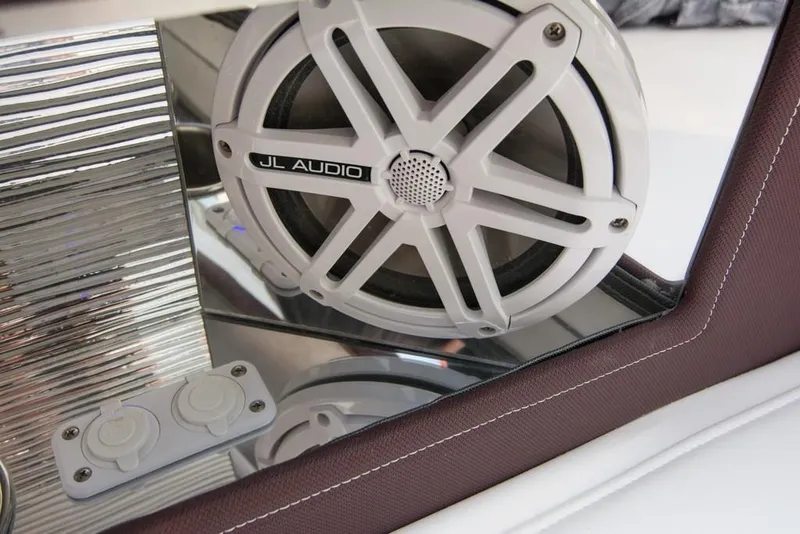 Slide: The Image of Close-up of JL Audio speaker on 2019 Donzi 41 GT boat. - 15
