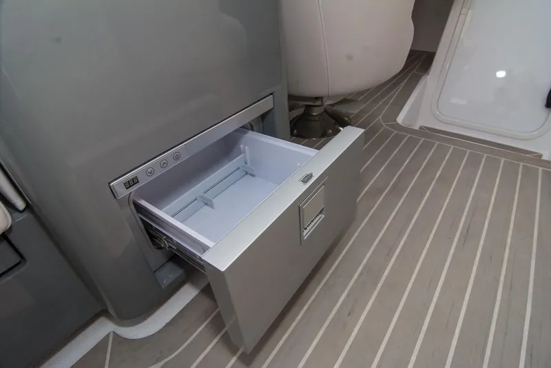 Slide: The Image of Open drawer refrigerator in 2019 Donzi 41 GT boat interior. - 20