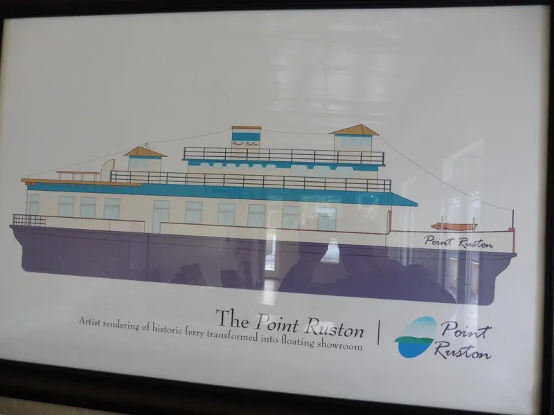 Slide: The Image of Artistic rendering of 1936 custom ferry transformed into Point Ruston floating showroom. - 27