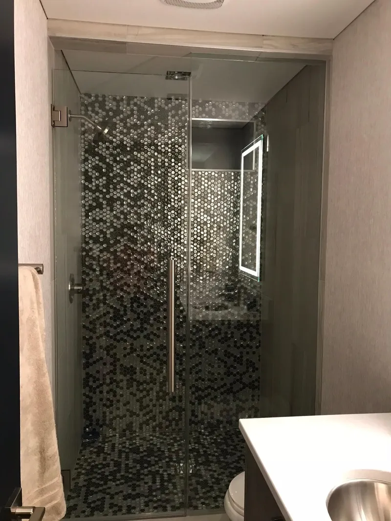 Slide: The Image of Modern shower with glass mosaic, Adonia Del Sol 2018. - 16