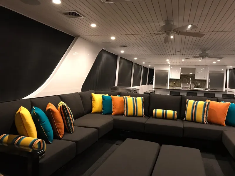 Slide: The Image of Luxurious yacht interior with colorful cushions, Adonia Del Sol 2018. - 26