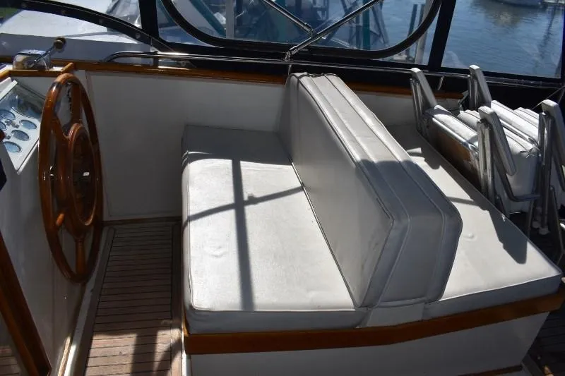Slide: The Image of Interior of a 1985 Grand Banks 49 Motoryacht with helm station. - 40