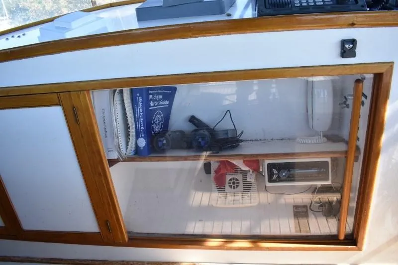 Slide: The Image of Interior of 1985 Grand Banks 49 Motoryacht with storage area. - 45