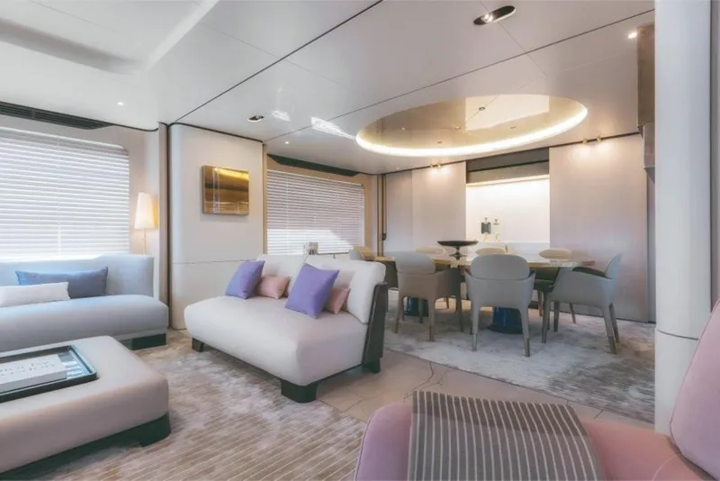 Slide: The Image of Luxurious interior of 2023 Azimut Grande 32 Metri yacht with modern furnishings. - 17