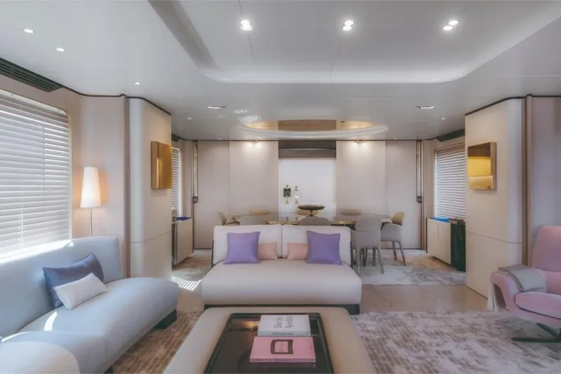 Slide: The Image of Luxurious interior of 2023 Azimut Grande 32 Metri yacht with modern furnishings. - 18