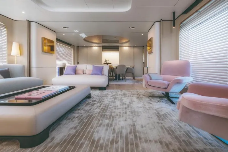 Slide: The Image of Luxurious interior of 2023 Azimut Grande 32 Metri yacht with modern furnishings. - 21