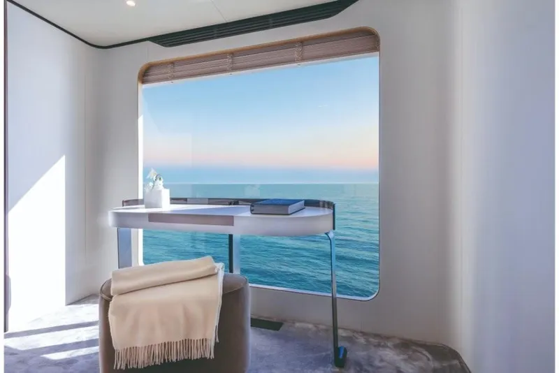 Slide: The Image of Luxurious interior of 2023 Azimut Grande 32 Metri yacht with ocean view. - 40