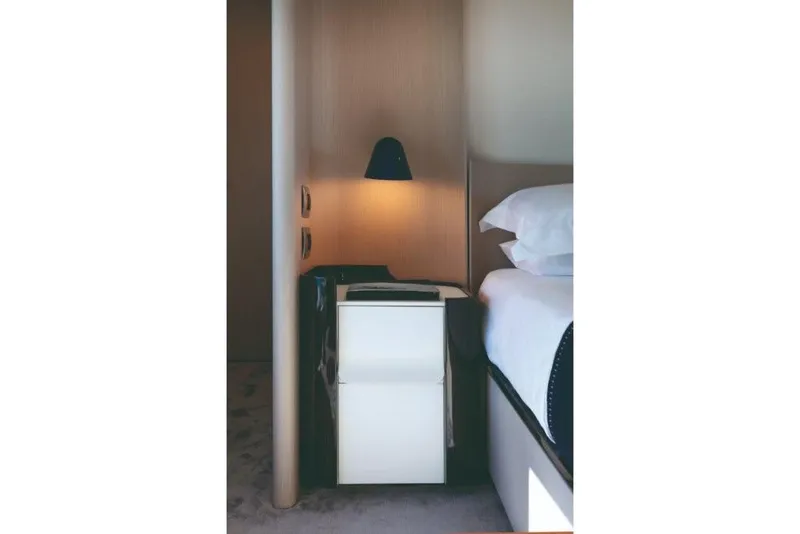 Slide: The Image of Luxury bedroom interior of 2023 Azimut Grande 32 Metri yacht with modern bedside table. - 43