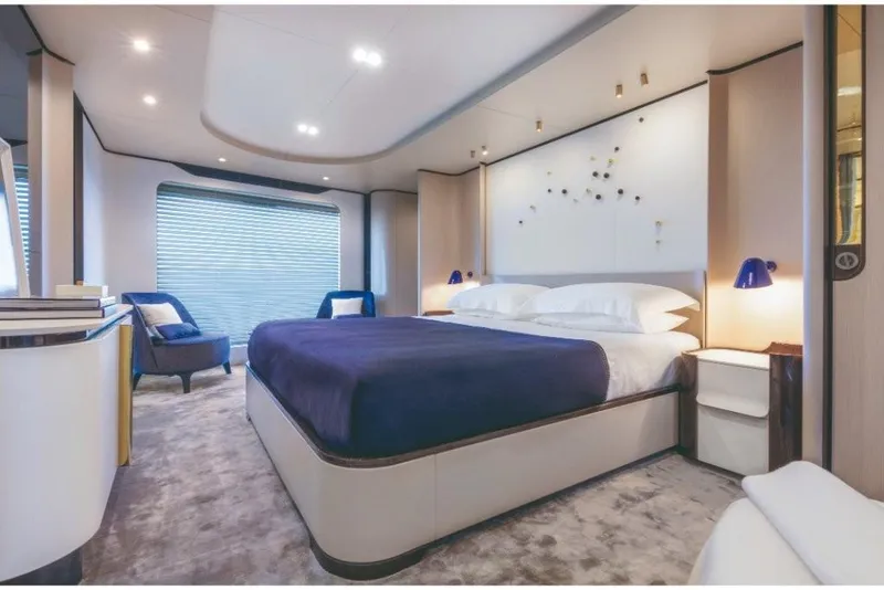 Slide: The Image of Luxurious bedroom interior of 2023 Azimut Grande 32 Metri yacht with modern design. - 44