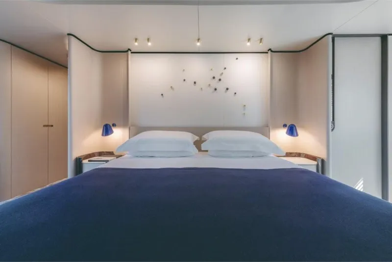 Slide: The Image of Luxurious bedroom interior of 2023 Azimut Grande 32 Metri yacht with modern design. - 47