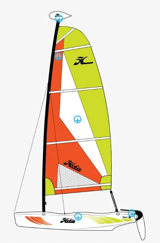 Slide: The Image of 2023 Hobie Cat Wave sailboat with colorful sail design. - 5