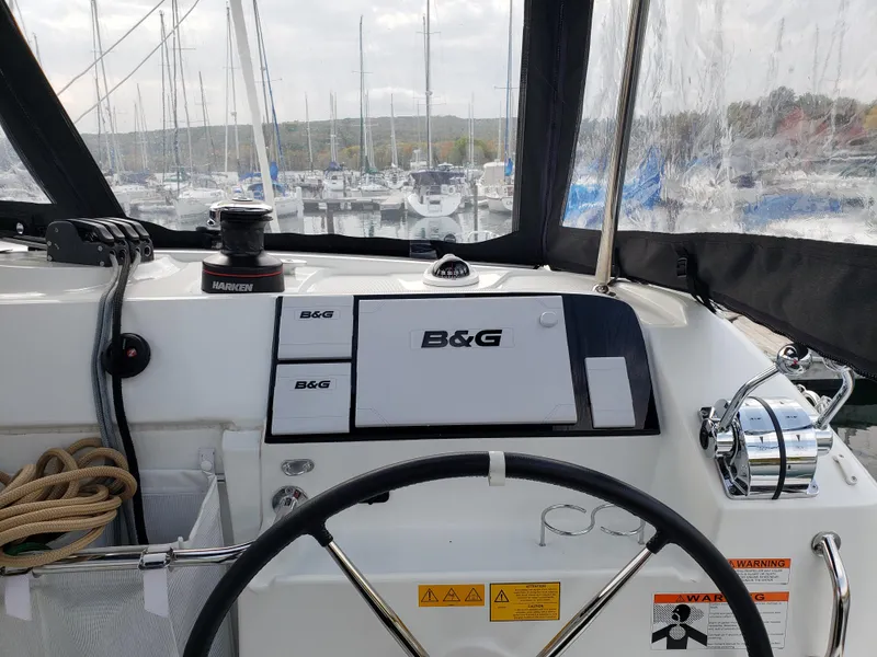 Slide: The Image of Cockpit view of 2019 Lagoon 40 catamaran with B&G navigation system. - 5